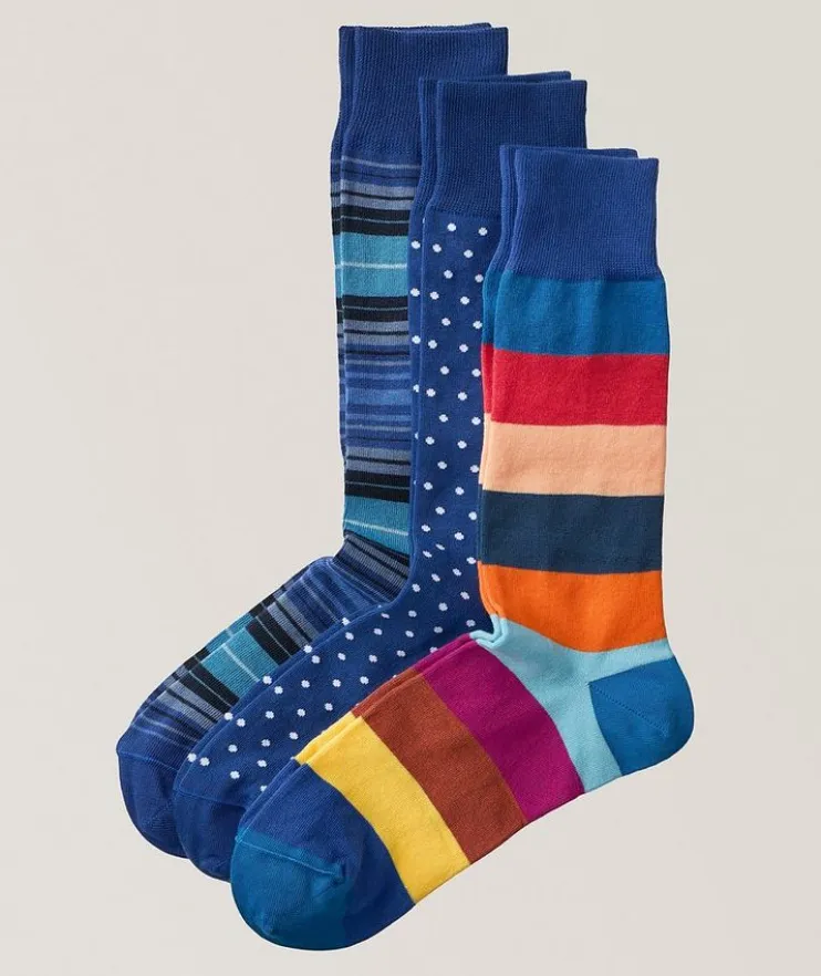 Three-Pack Stripes & Dots Socks