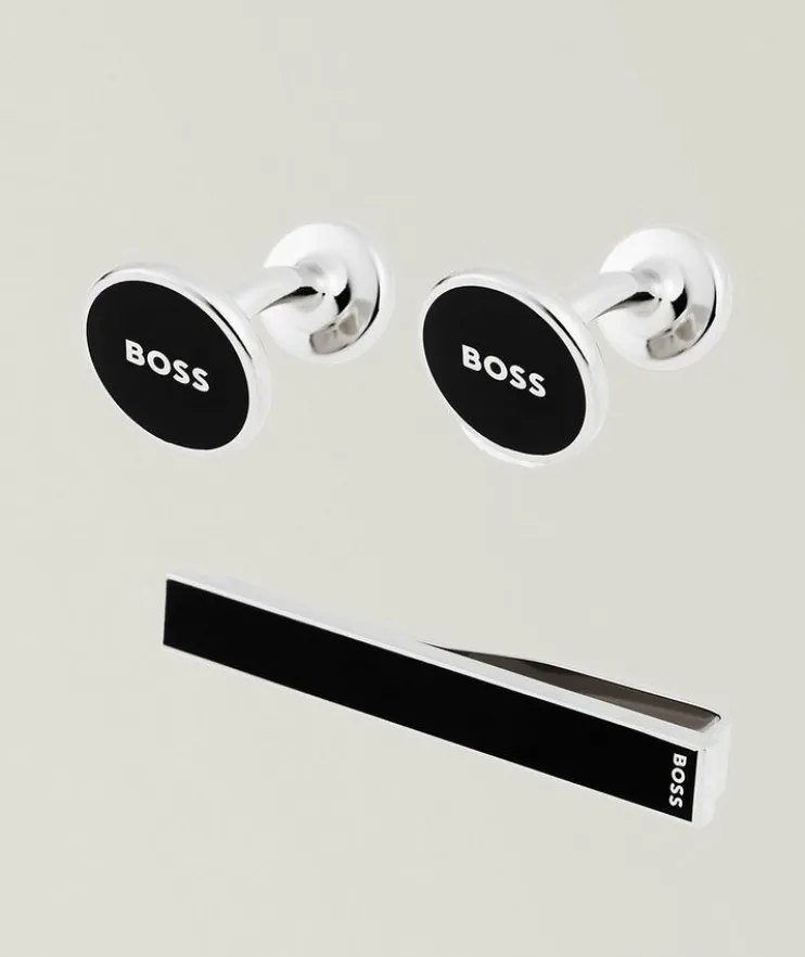 Three-Piece Cufflink & Tie Bar Set