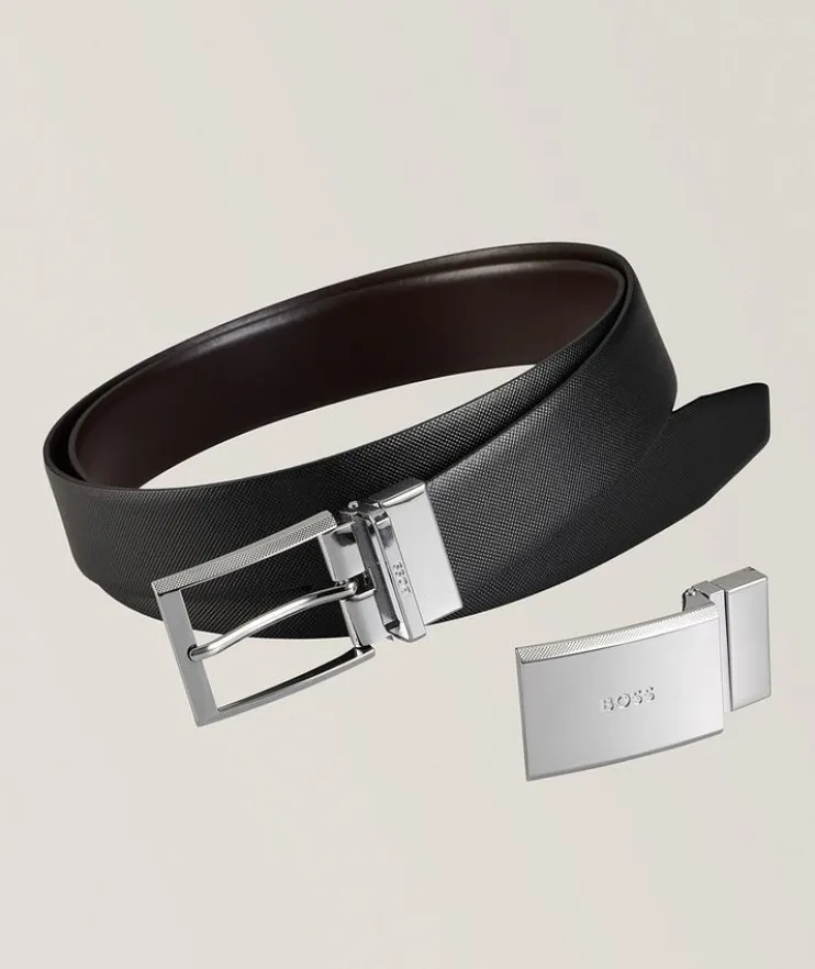 Three-Piece Gert Dual Buckle Leather Belt Set