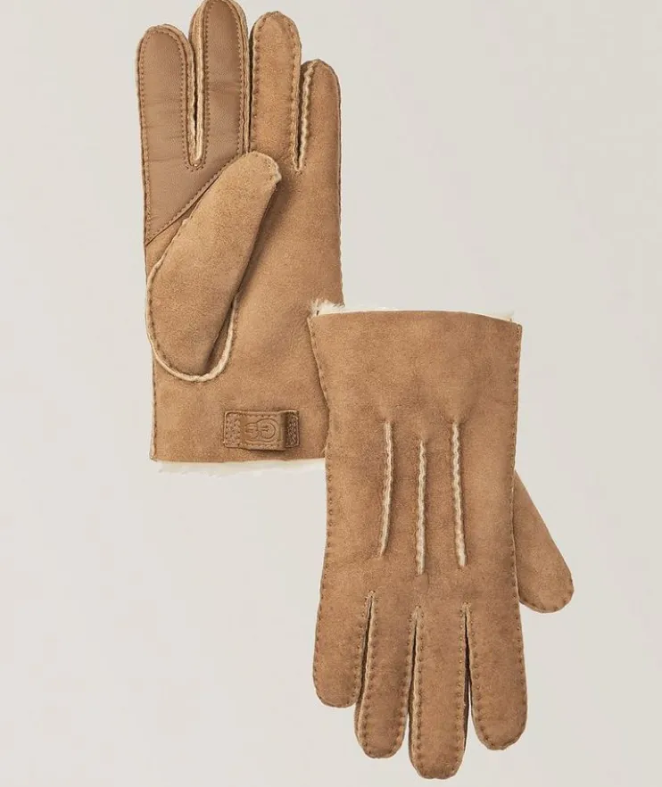 Three-Point Leather & Shearling Tech Gloves