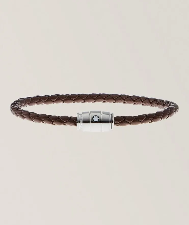 Three-Ring Braided Leather Bracelet