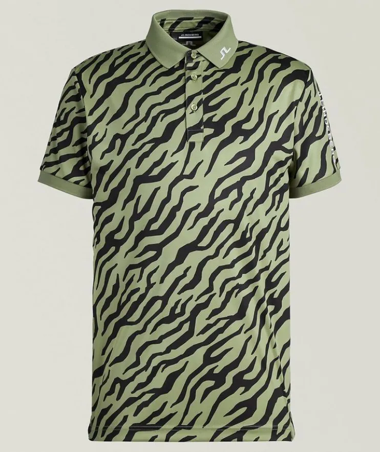 Tiger-Print Tech Polo Shirt