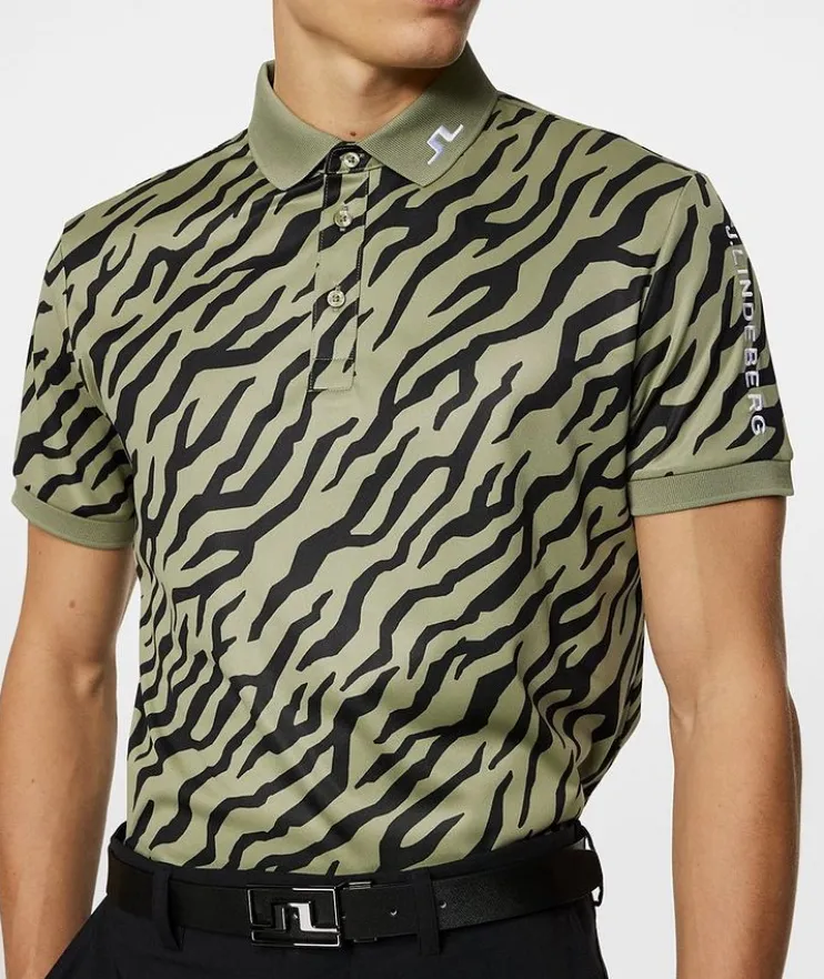 Tiger-Print Tech Polo Shirt