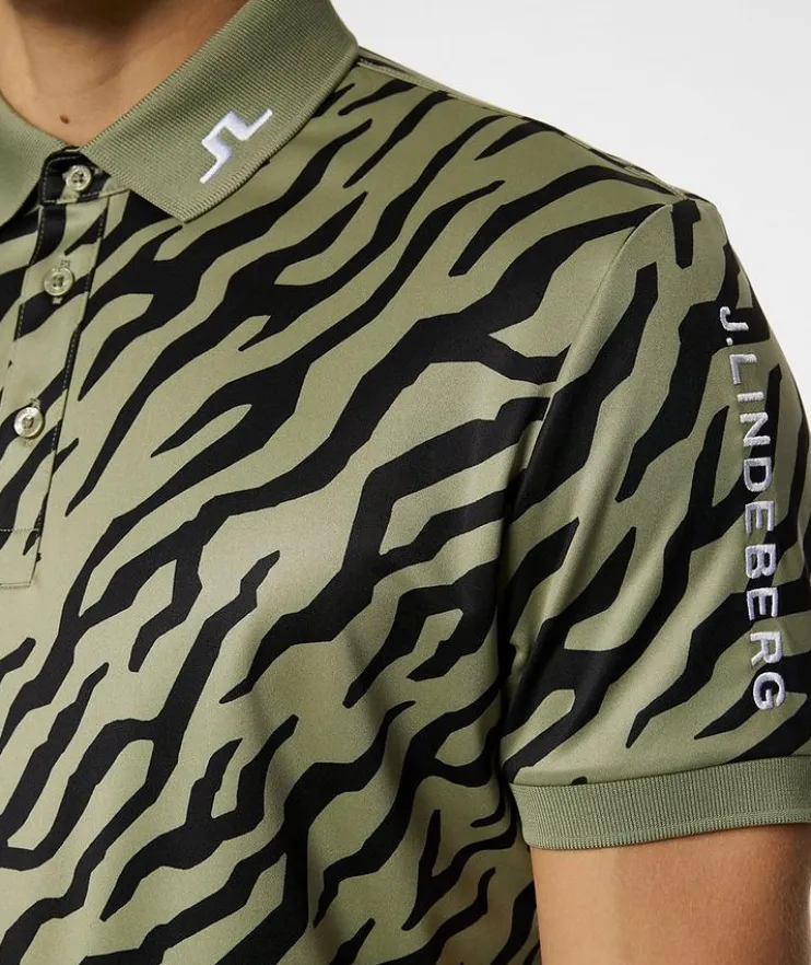 Tiger-Print Tech Polo Shirt