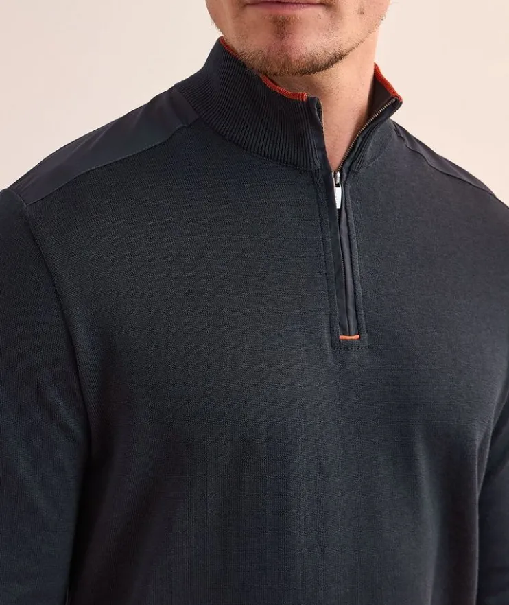 Tipped Silk-Cotton Quarter-Zip Sweater