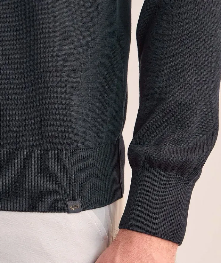 Tipped Silk-Cotton Quarter-Zip Sweater