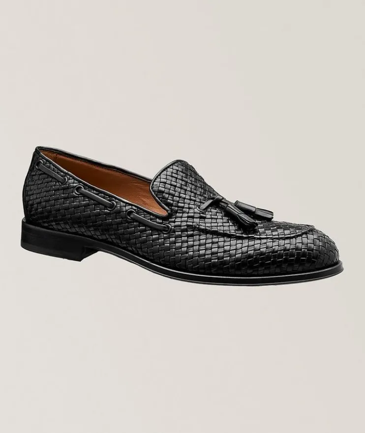 Toledo Nero Woven Leather Penny Loafers
