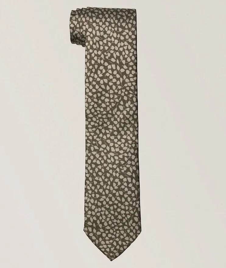 Tonal Leaves Silk Tie