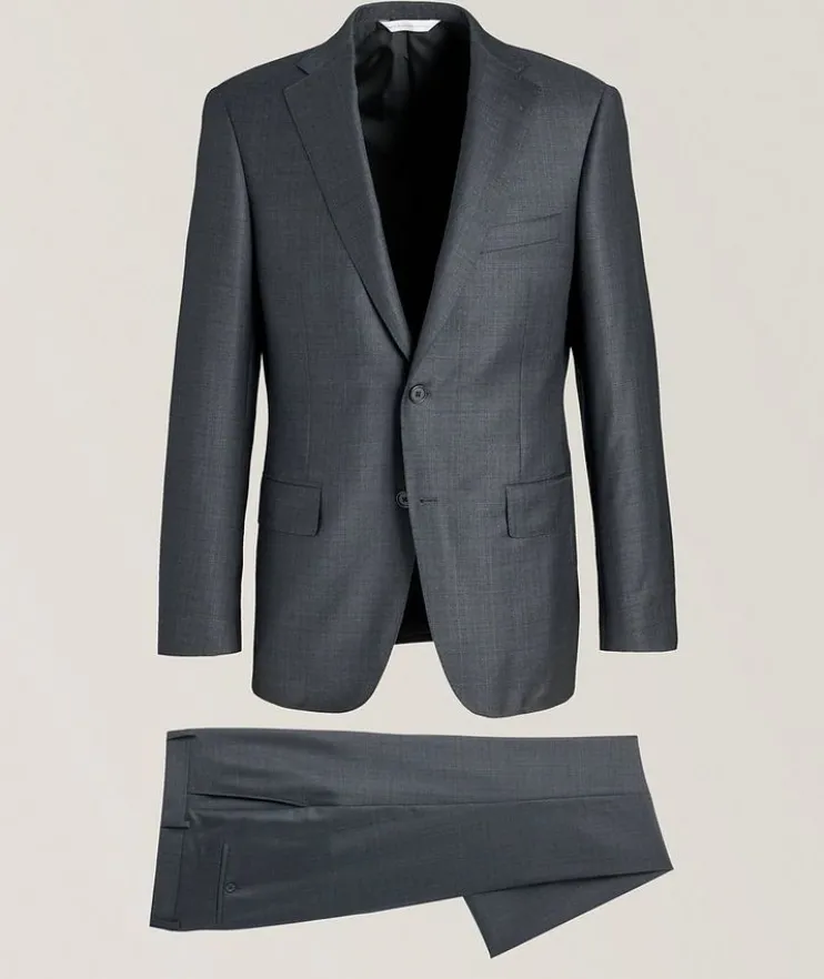 Tonal Plaid Wool Suit