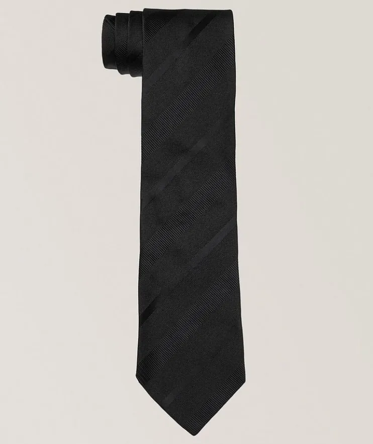Tonal Stripe Silk-Cotton Tie