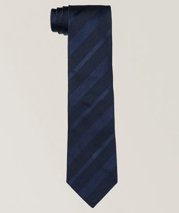 Tonal Stripe Silk-Cotton Tie