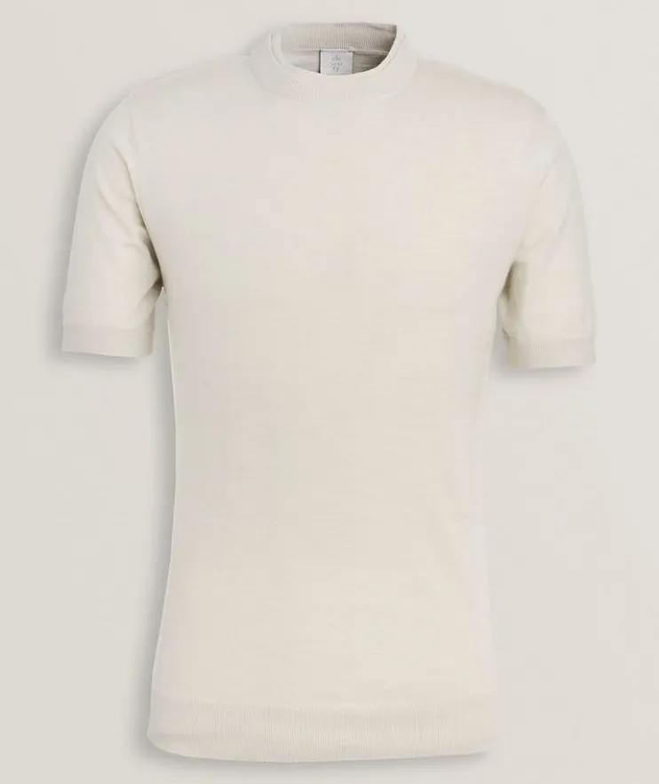 Tonal Tipped Crewneck Knit T-Shirt