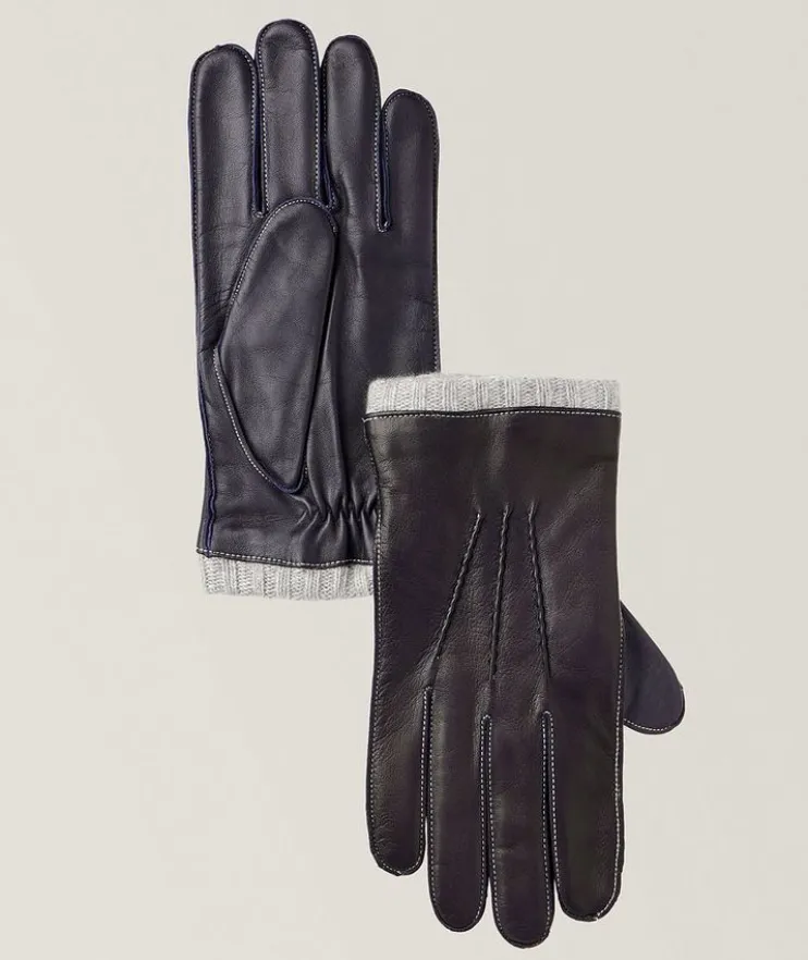 Touchscreen-Compatible Leather & Cashmere Gloves