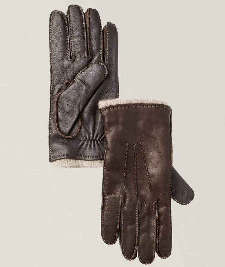 Touchscreen-Compatible Leather & Cashmere Gloves
