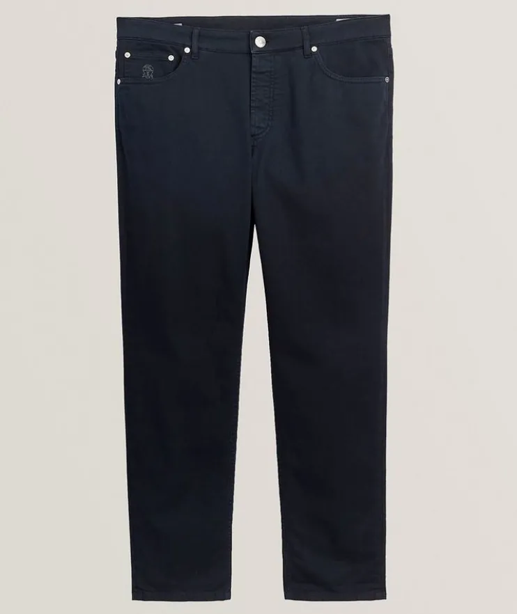 Traditional-Fit Stretch Denim Five-Pocket Pants