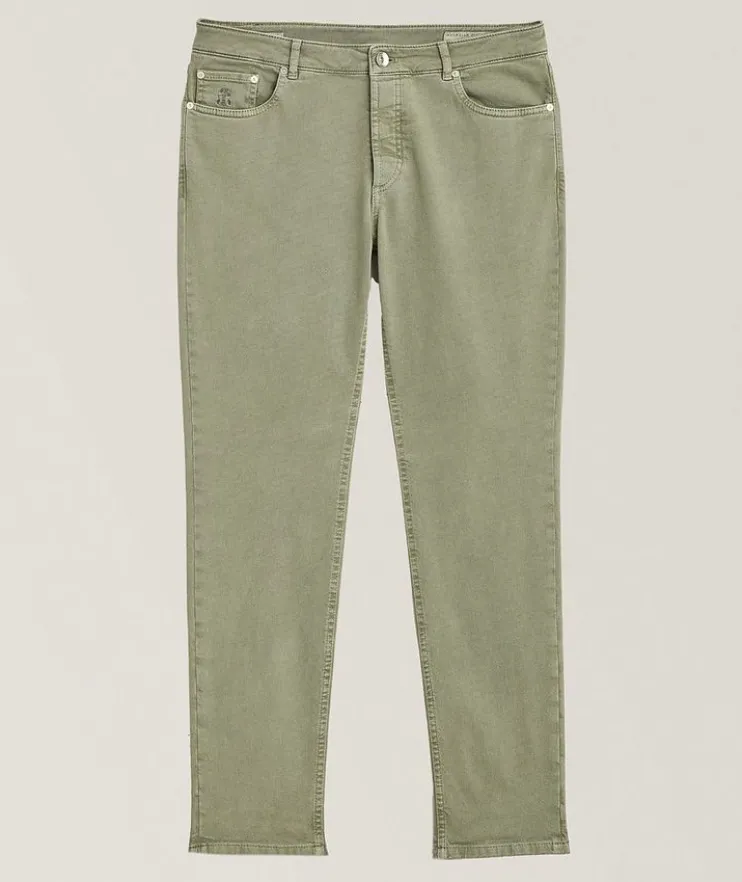 Traditional-Fit Stretch Denim Five-Pocket Pants