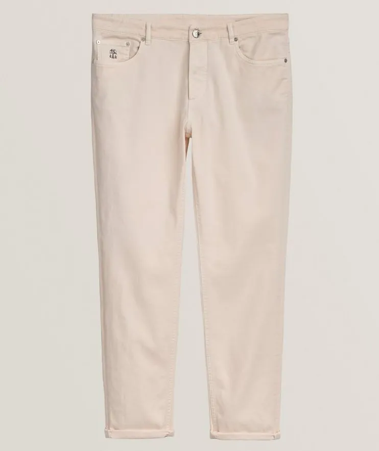 Traditional-Fit Stretch Denim Five-Pocket Pants
