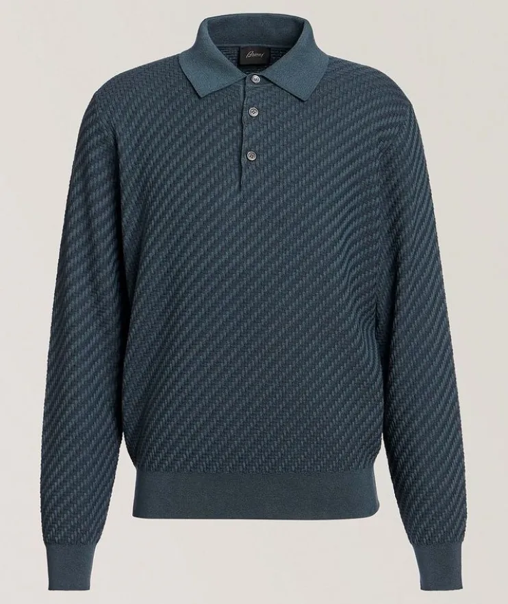 Trama-Weave Cotton-Silk-Cashmere Polo