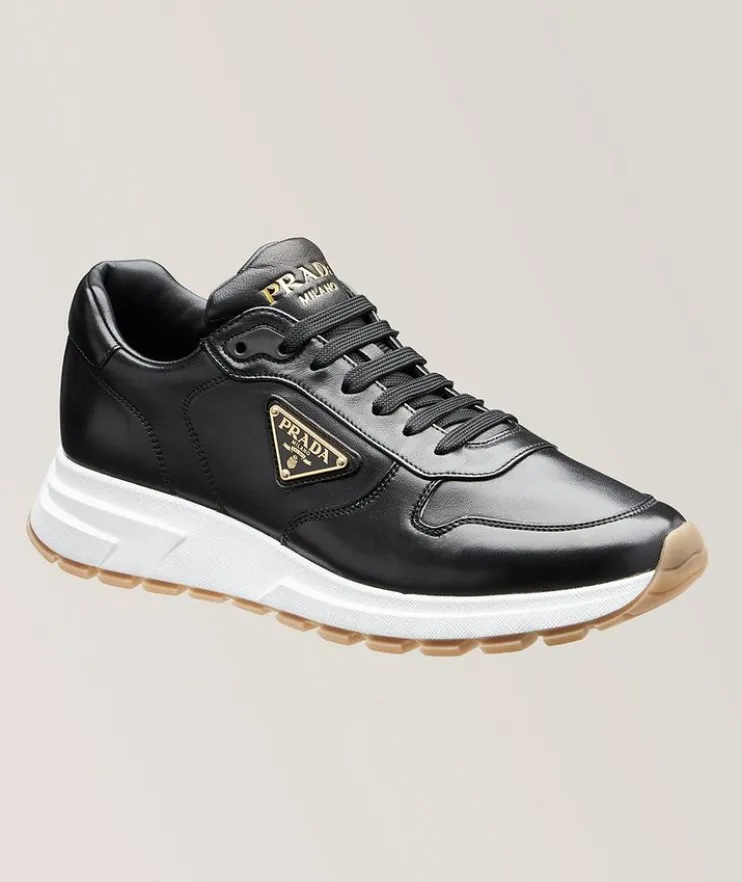 Triangolo Logo Plaque Re-Nylon & Brushed Leather Sneakers