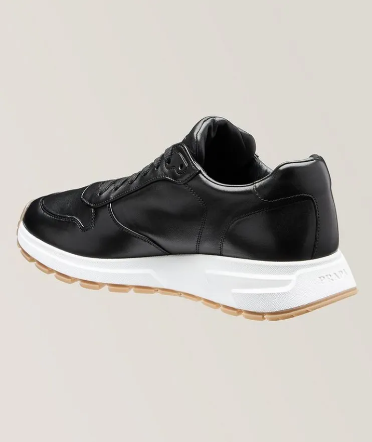 Triangolo Logo Plaque Re-Nylon & Brushed Leather Sneakers