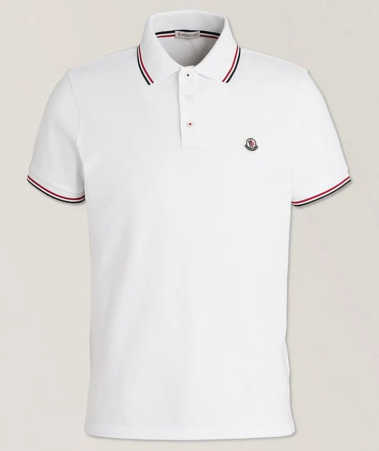 Tri-Colour Detailed Piqué Cotton Polo