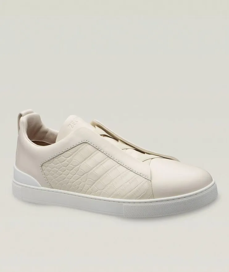 Triple Stitch Alligator Leather Sneakers