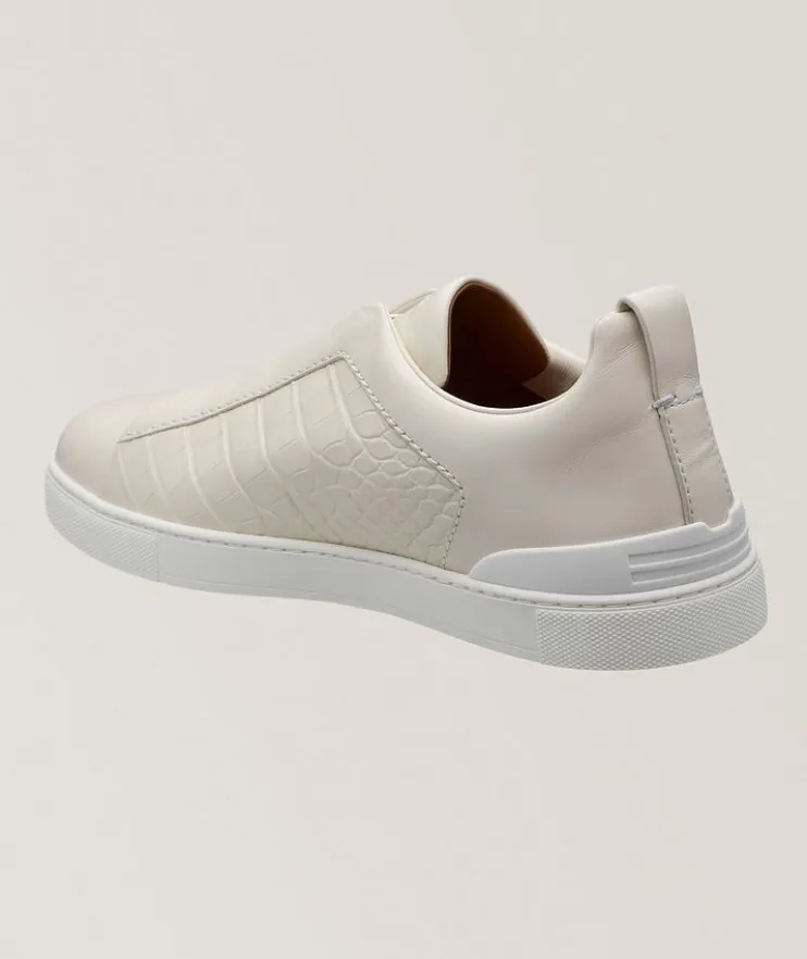 Triple Stitch Alligator Leather Sneakers