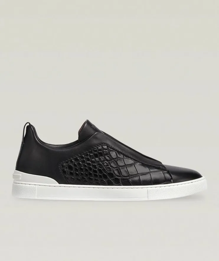 Triple Stitch Alligator & Calf Leather Sneakers