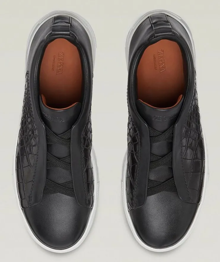 Triple Stitch Alligator & Calf Leather Sneakers