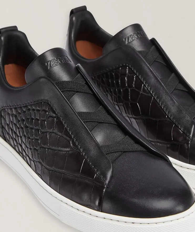 Triple Stitch Alligator & Calf Leather Sneakers