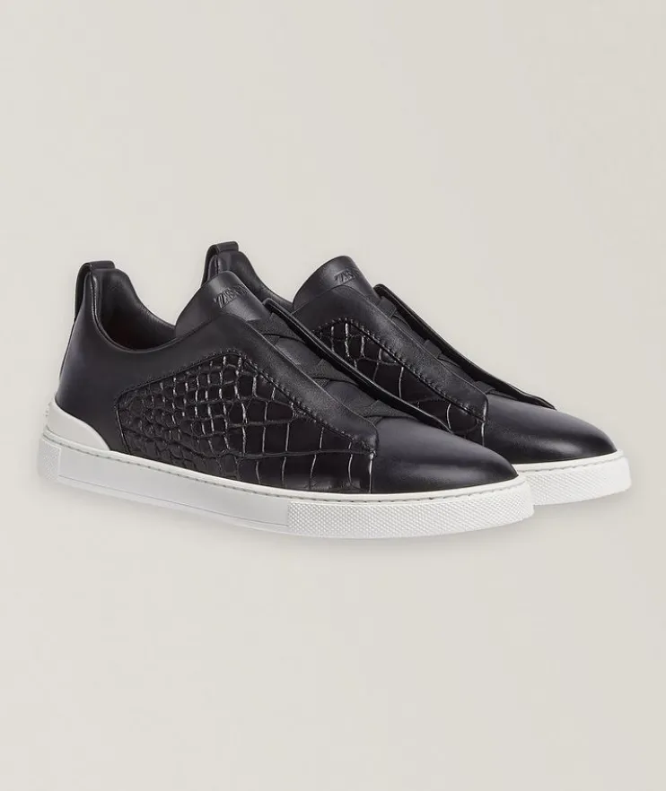 Triple Stitch Alligator & Calf Leather Sneakers