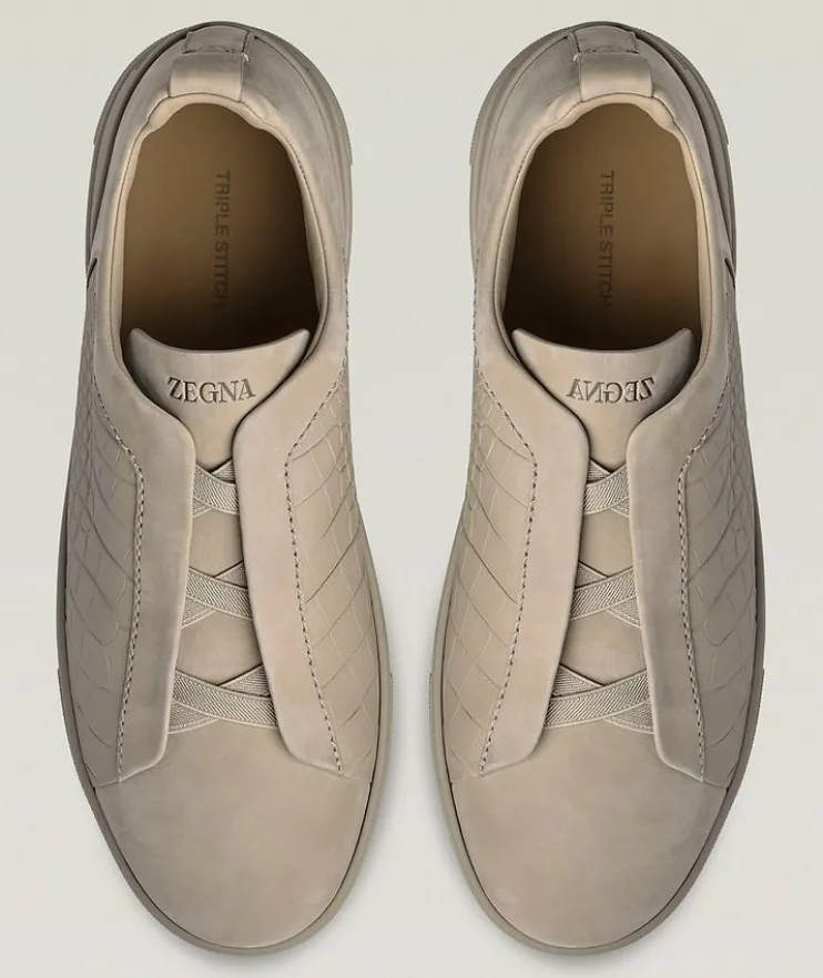 Triple Stitch Alligator & Nubuck Leather Sneakers