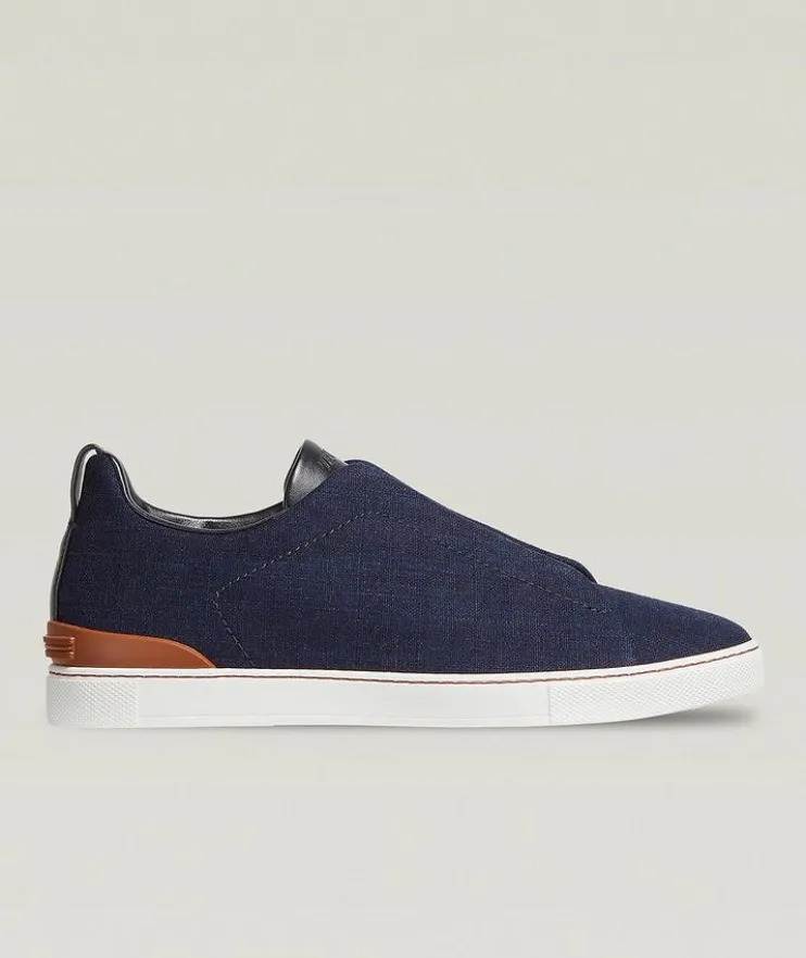Triple Stitch Cotton Denim Sneakers
