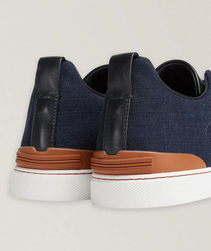 Triple Stitch Cotton Denim Sneakers