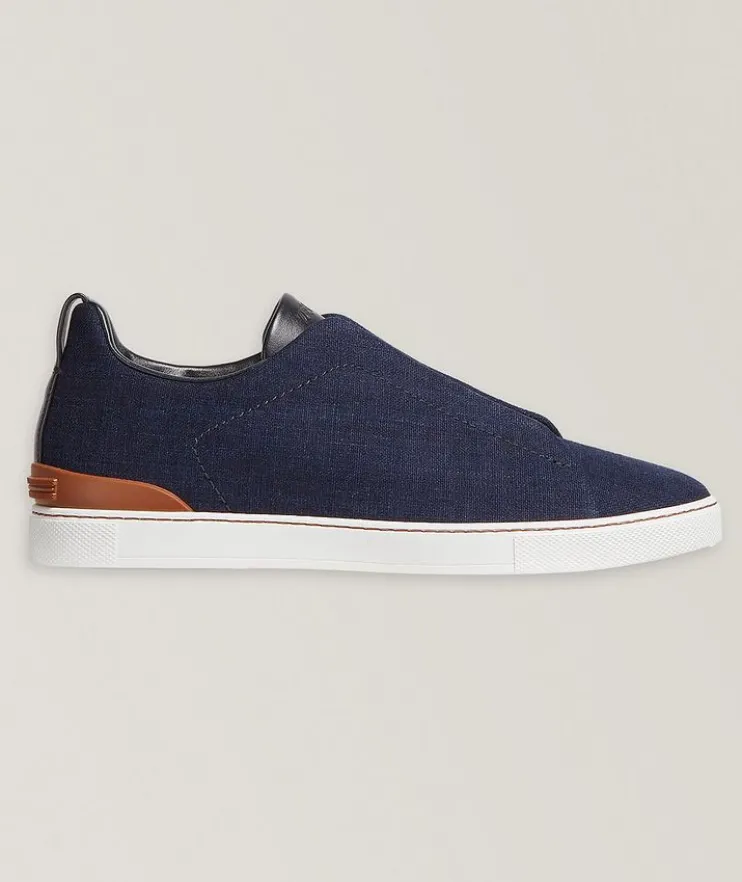 Triple Stitch Cotton Denim Sneakers