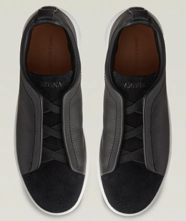 Triple Stitch Leather & Suede Sneakers