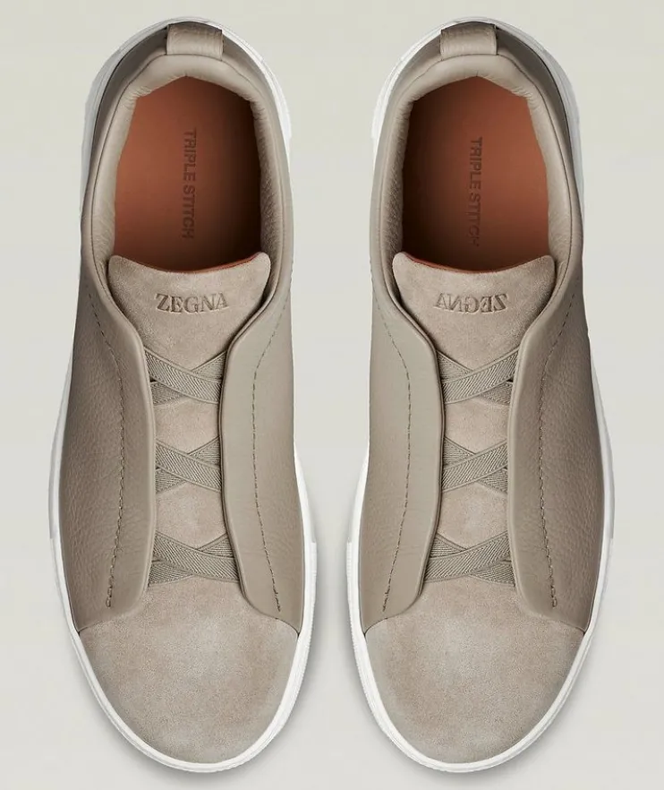 Triple Stitch Leather & Suede Sneakers