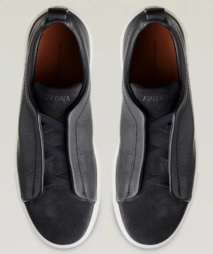 Triple Stitch Leather & Suede Sneakers