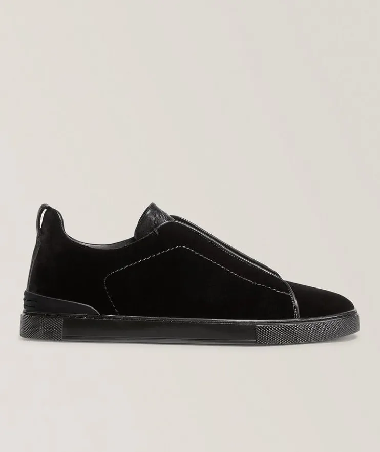 Triple Stitch Velvet Low-Top Sneakers
