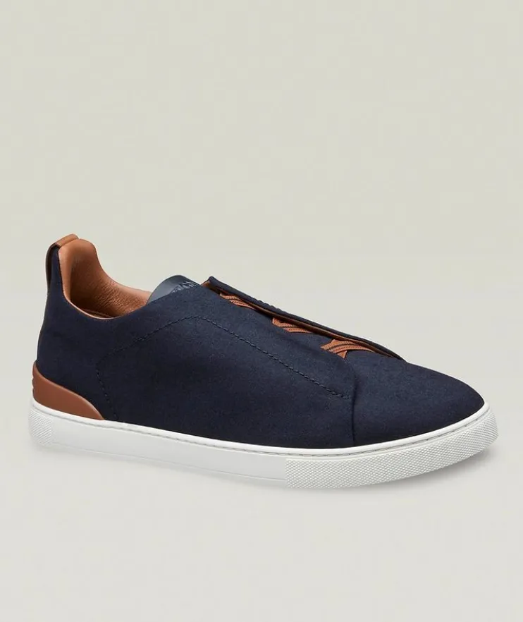Triple Stitch Wool-Vicuna Sneakers