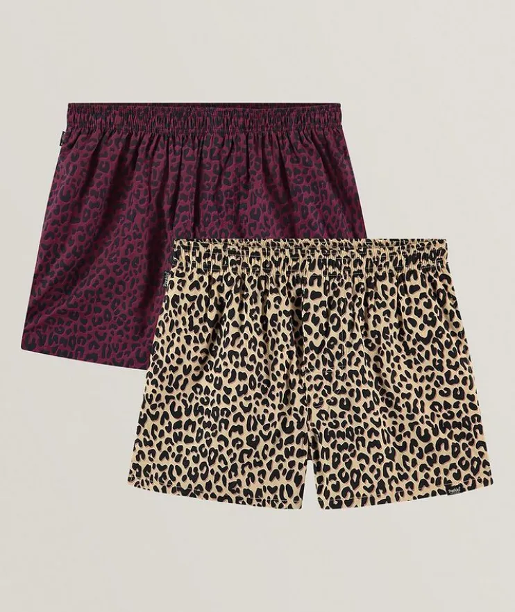 Two-Pack Leopard Cotton Boxer Briefs