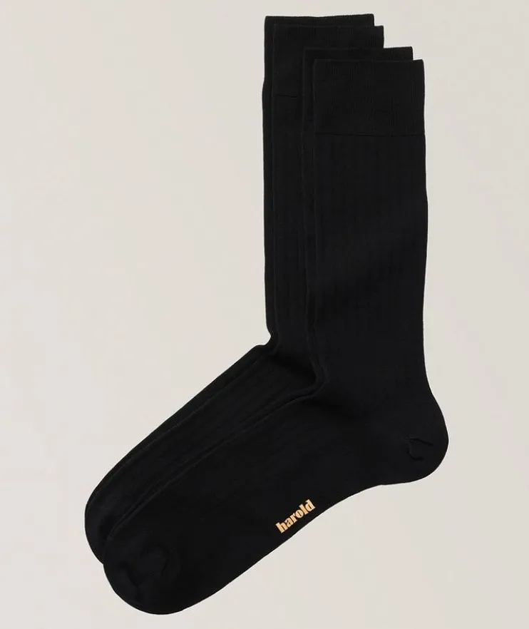 Two-Pack Ribbed Cotton-Blend Socks
