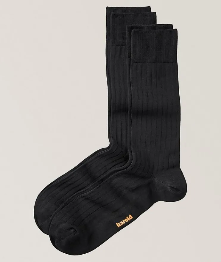 Two-Pack Ribbed Cotton-Blend Socks