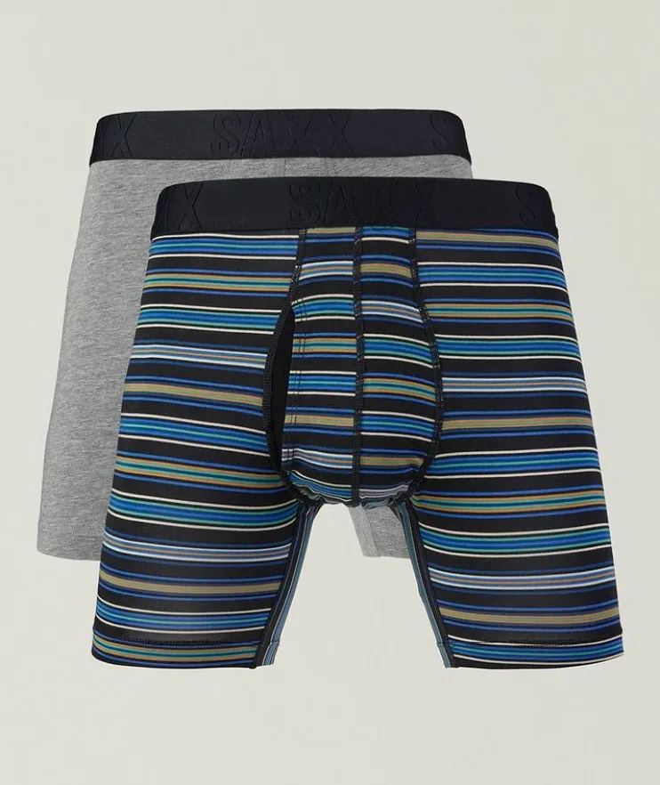 Two-Pack Striped & Heathered Boxer Briefs