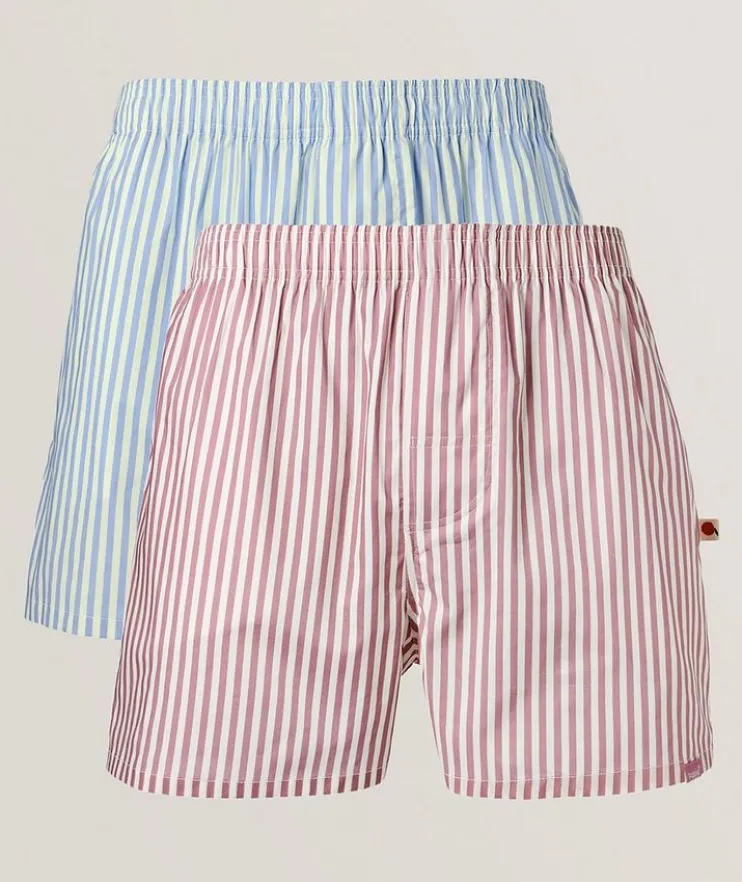 Two-Pack Striped Cotton Boxers