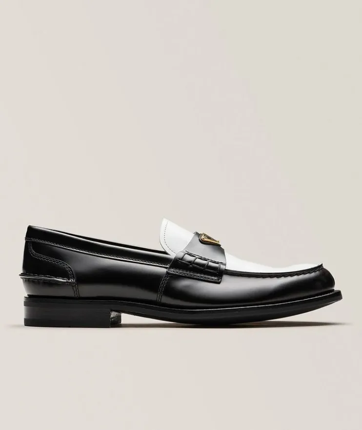 Two-Tone Brushed Leather Loafers