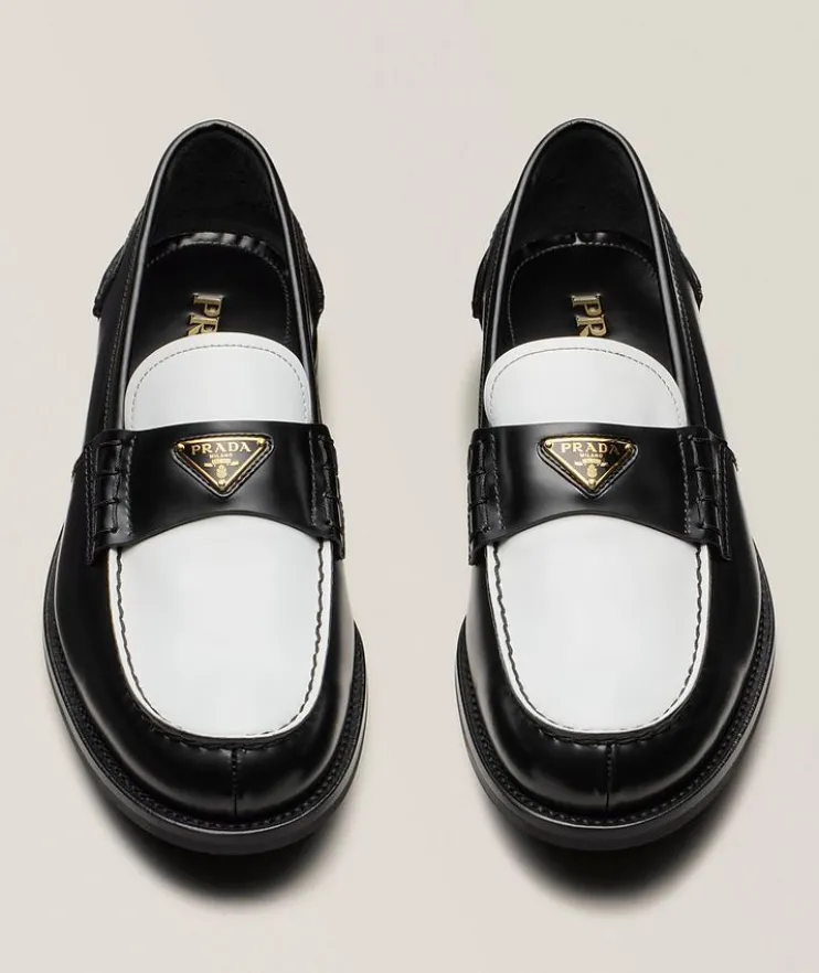 Two-Tone Brushed Leather Loafers