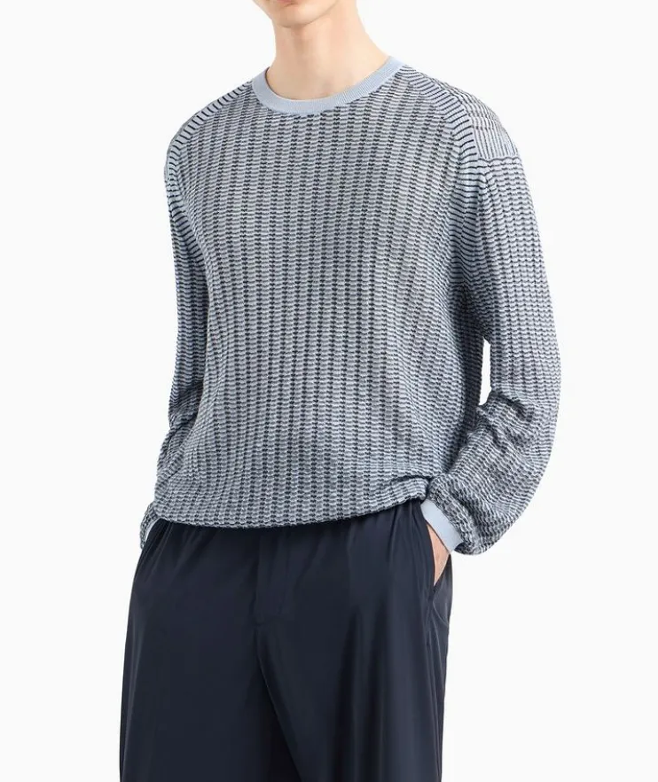 Two-Tone Stripe Wool-Blend Sweater