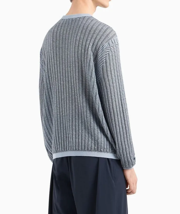 Two-Tone Stripe Wool-Blend Sweater