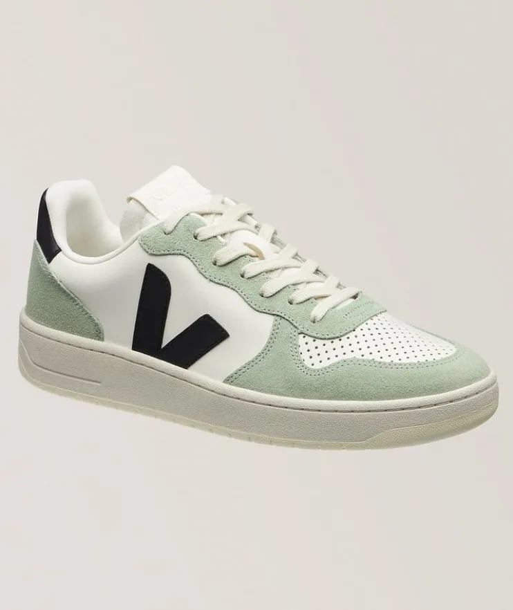V-10 Logo Leather Sneakers